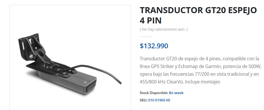 Transductor Garmin GT20 Espejo 4 Pines